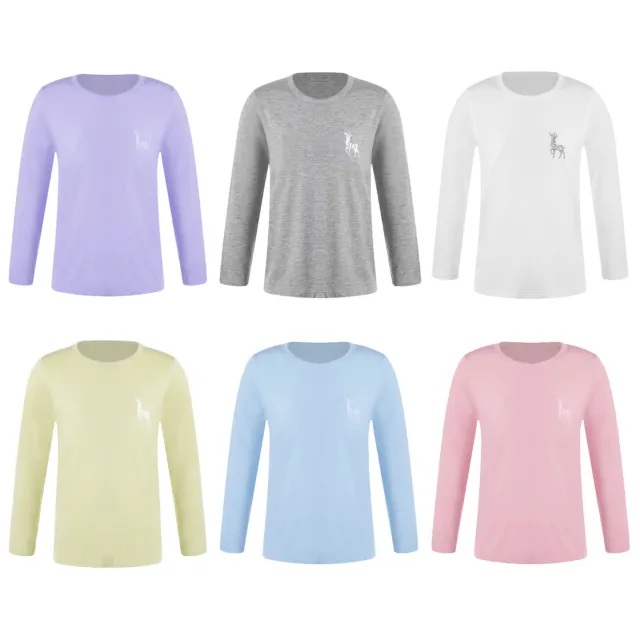 Kids Girls Boys T-shirt Long Sleeve Sleepwear Casual Tops Deer Print Loungewear 3