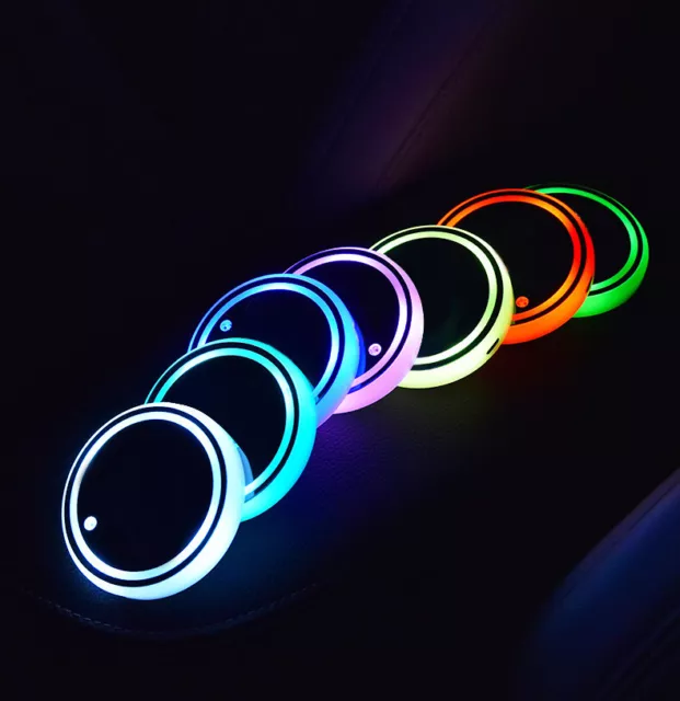 Colorful Cup Holder LED Light-up Coaster Solar & USB Charging Non-slip Coaster A