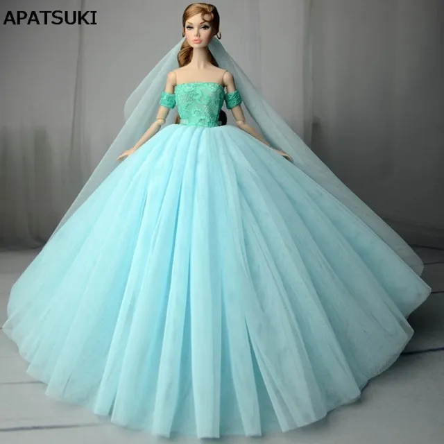 Blue Wedding Dress for 11.5" Doll Clothes Princess Evening Dresses Party Gown