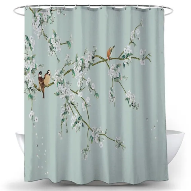 2023 Home 3D Printing of Flower and Bird Shower Curtain Waterproof Bathroom