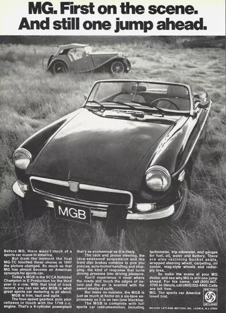 1974 MG MGB British Leyland Sports Car First On The Scene vintage Print Ad