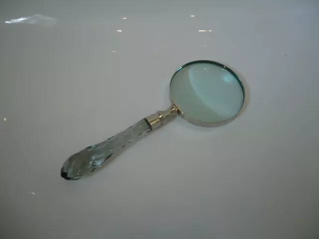 Large Magnifying Silver Frame & Glass Handle  A Very Nice Gift