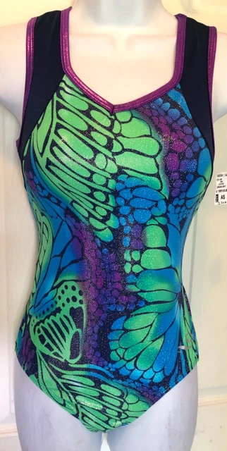 GK DREAMLIGHT LADIES SMALL SEA BLUE GREEN SUBFUSE GYMNASTIC DANCE LEOTARD Sz AS