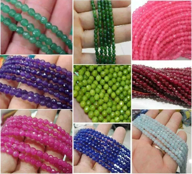 4MM Natural Faceted Jade Amethyst Round Gemstone Loose Beads 15'' Strand AAA