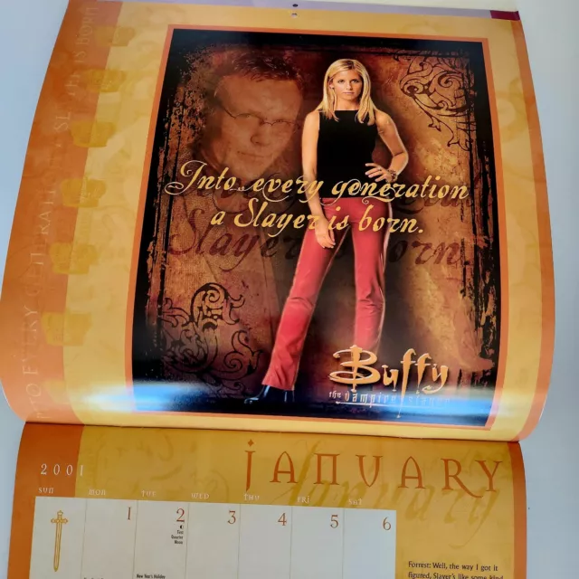 Buffy the Vampire Slayer 2001 Wall Calendar 12"x12" Cedco USA Very Good 3