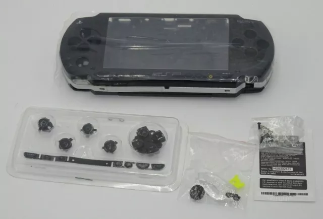 PSP 1000 Replacement Housing Shell + Buttons & Stickers - Black