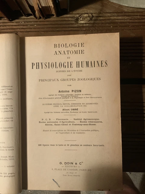 ANTOINE PIZON BIOLOGIE Anatomie Et Anatomie EUR 150,00 - PicClick FR