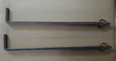 2 Vtg Swing Arm Extendable Curtain Rods without Wall Brackets Ornate Cast Metal