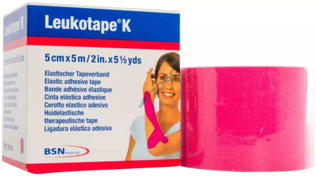 BSN Medical Leukotape K Kinesiology Tape 2" x 5.4 Yards Roll - Pink