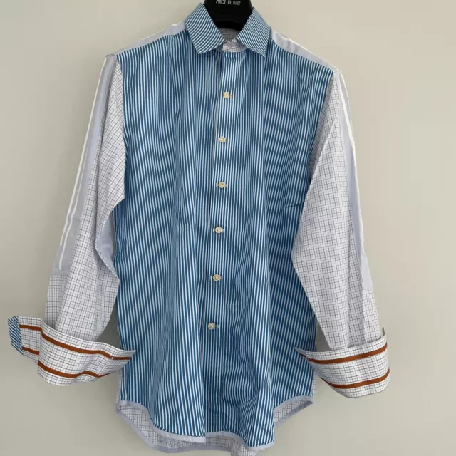 Robert Graham X Men’s Blue/White Striped L/S Flip Cuff Button Up Shirt Medium