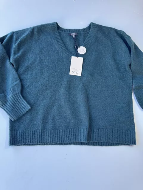 $99 Nydj Women’s V-Neck Sweater Size S Marine Pull On 3