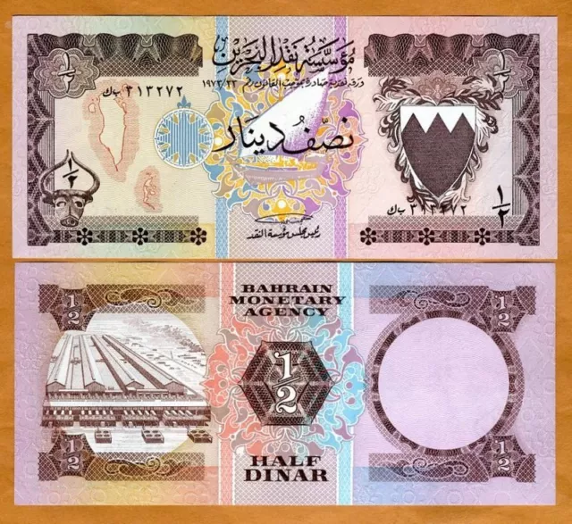 Bahrain, Kingdom, 1/2 Dinar, L. 1973, P-7, UNC