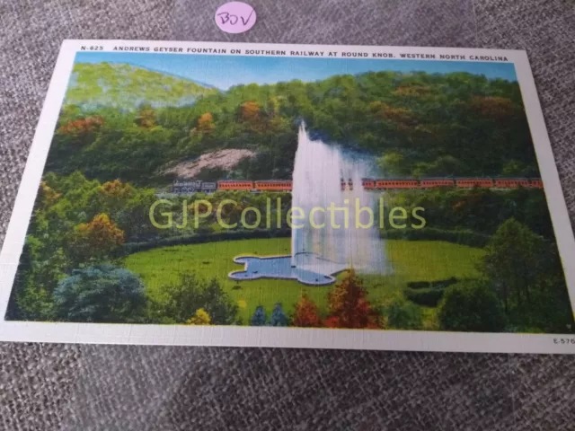 PBOV Train or Station Postcard Railroad RR ANDREWS GEYSER FOUNTAINS SOUTHERN RR