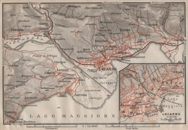 LOCARNO area. Losone Gordola Muralto Brione. Switzerland Suisse Schweiz 1913 map