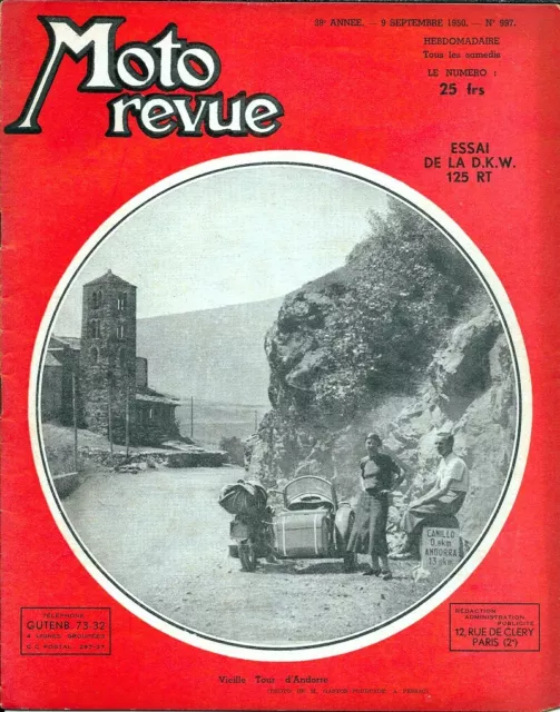 MOTO REVUE . N° 997 . 9 septembre 1950 . Essai DKW 125 RT .