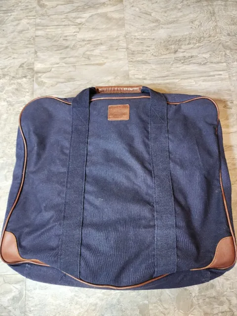 Vtg Lands End Square Rigger Shoulder Bag Canvas Leather Travel Luggage Carry On