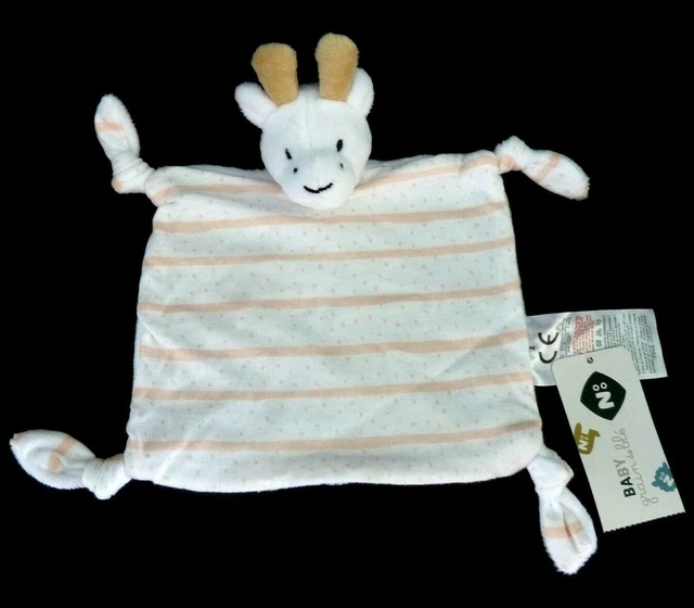 * Doudou Plat Sucre D'orge Girafe Blanc Beige Rose Orange Raye - 100% Neuf
