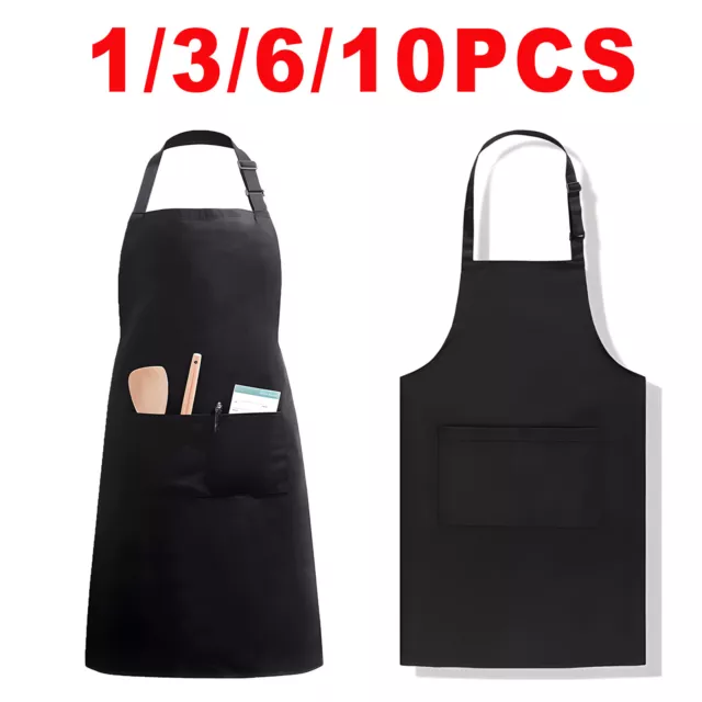 Men Women Cooking Kitchen Restaurant Chef Adjustable Bib Apron Dress with Pocket