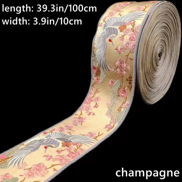 Embroidered Crane Floral Trimming Webbings Ribbon Tape Strap Curtain Sewing