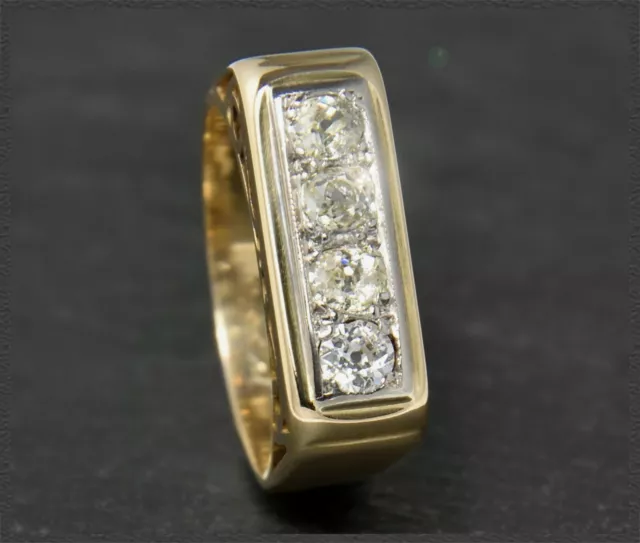 Antiker 0,58ct Diamant Damen Ring, 585 Gold, Bandring aus Gelbgold & Weißgold 2
