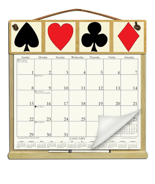 PLAYING CARDS CALENDAR Holder Refillable Every Year! 28.95 PicClick