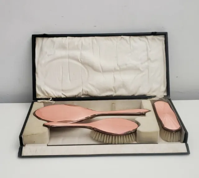 Vintage Bakelite Light Salmon Dressing Table Vanity Set - Brush, Mirror, Brush