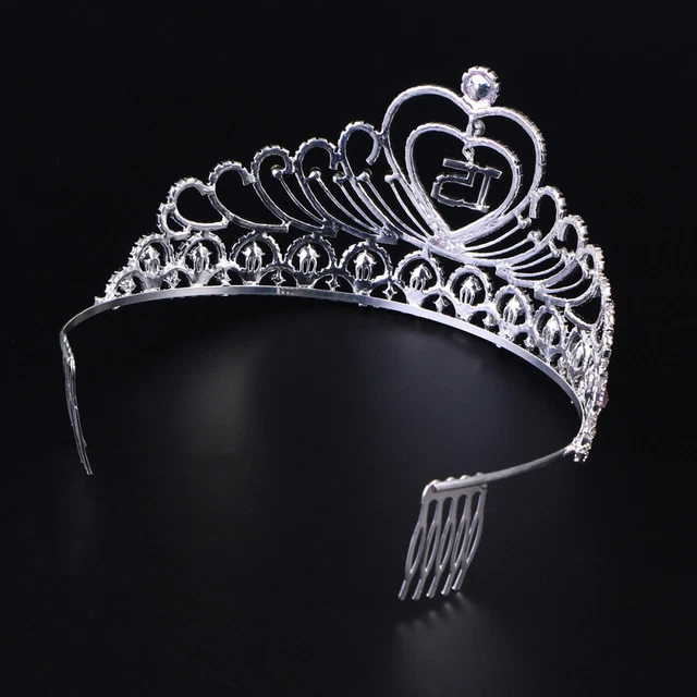 Corona di compleanno 15° regali ragazze tiare corone strass pettine argento Miss