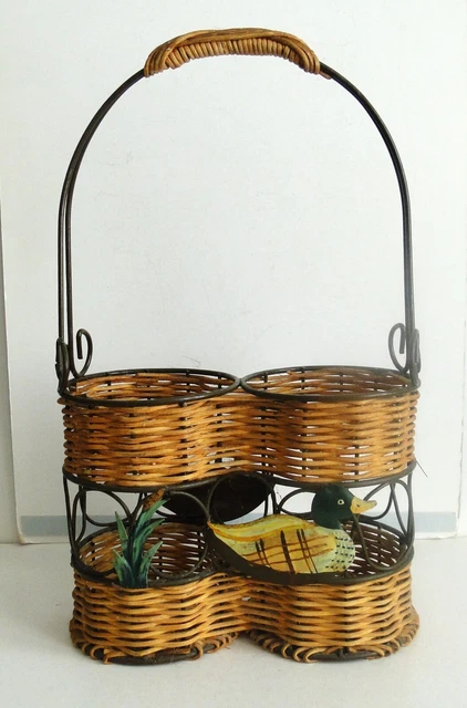 Panier à Bouteilles En Osier Vintage – Porte-bouteilles Rotin 6 Places