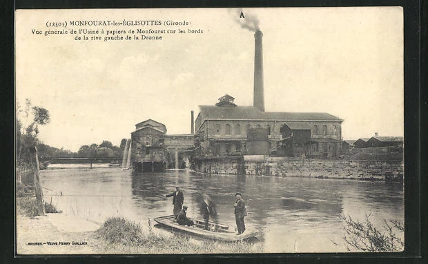 CPA Monfourat-les-Eglisottes, general view of the Monfourat paper factory su