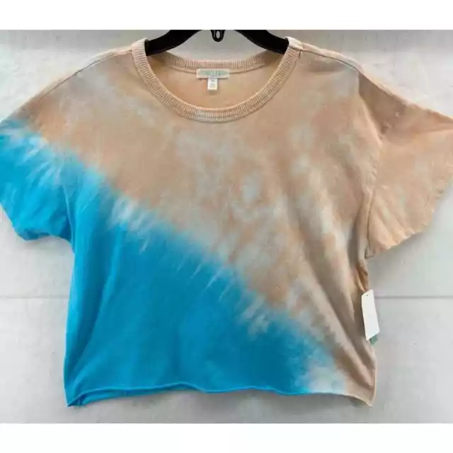 NWT Abound T-Shirt Womens Sz M Orange Blue Crop Crewneck Oversize Stretch $20