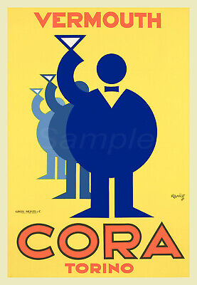 VINTAGE VERMOUTH CORA Torino Pubblicità A2 STAMPA POSTER 