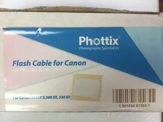 Phottix PPL-200 Battery Pack Flash Cable for Canon 580EX II 580 EX 550EX