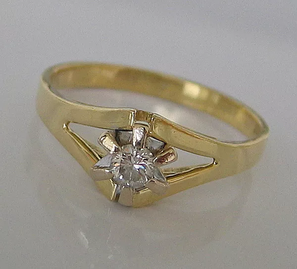 Lovely Solitär Brillant Ring aus 585 14kt Gold mit Diamant with Diamond ♦️5923♦️