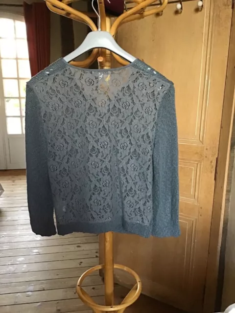 Cardigan Veste Dentelle Bleu Ventilo Taille L