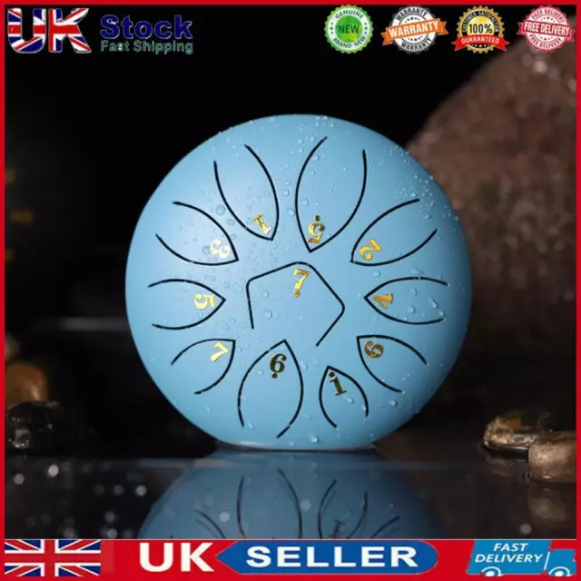 6 Inch 11-Note Tongue Drum with Drumsticks Hand Pan Ethereal Drums (Blue)