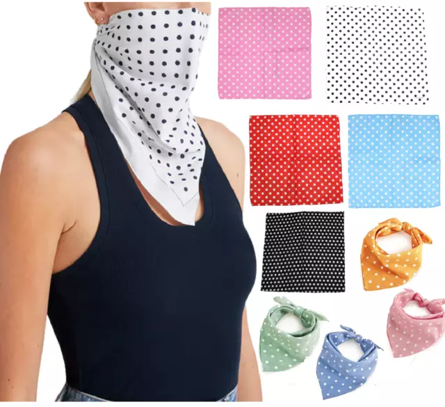 Bandana Polka Dot Headwear Wrap Scarf Hippy Neckerchief Large Cotton Bandanas