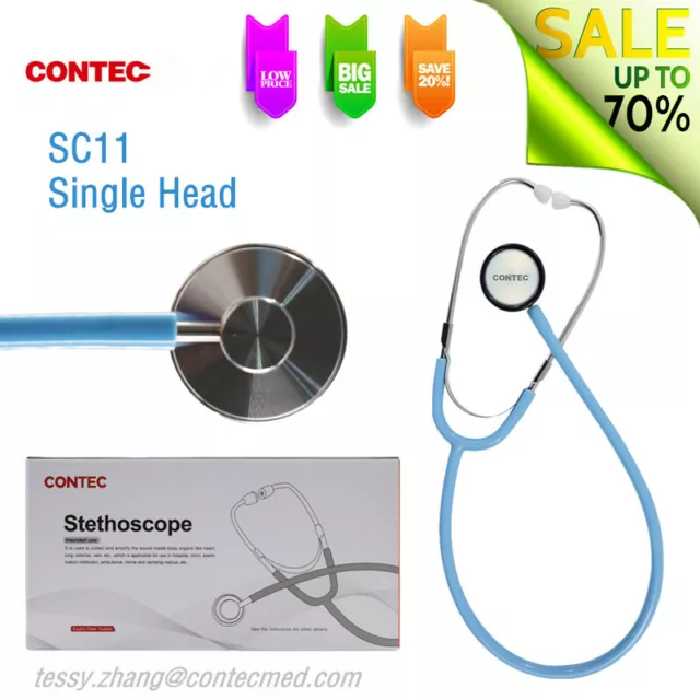 Cardiology Stethoscope Tunable Diaphragm Professional Single Head SC11 Blue US