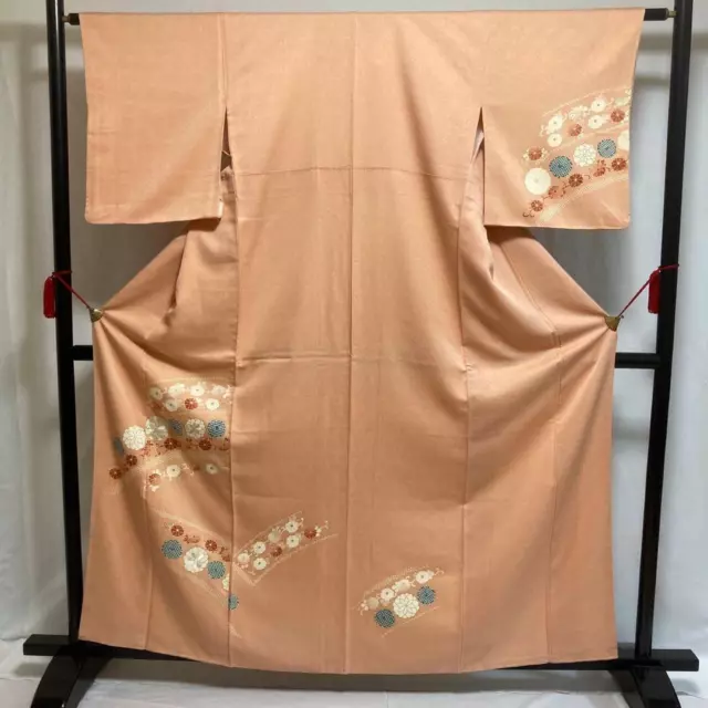 8808# Japanese kimono Vintage Pure Silk Robe Traditional embroidery 161cm