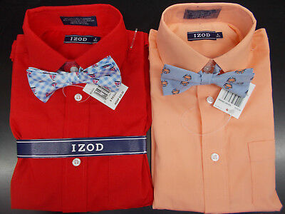 Boys IZOD $30 Red or Orange Dress Shirts w/ Bow Ties Sizes 8 - 20
