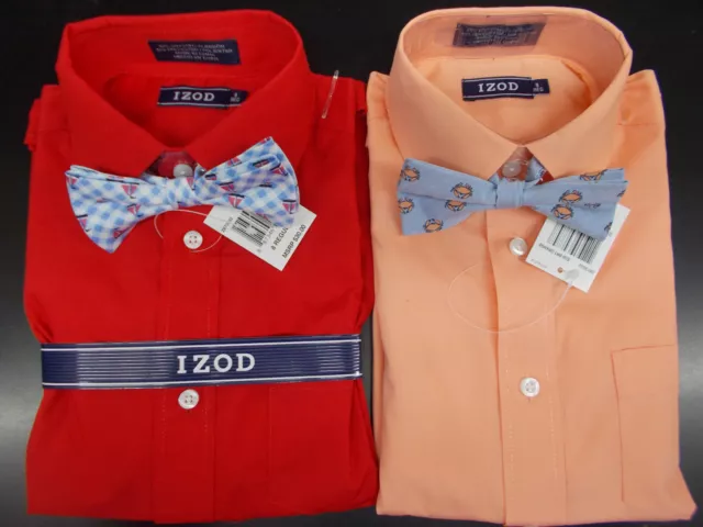 Boys IZOD $30 Red or Orange Dress Shirts w/ Bow Ties Sizes 8 - 20