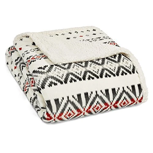Eddie Bauer - Queen Blanket, Reversible Sherpa Fleece Bedding, Soft & Cozy Ho...