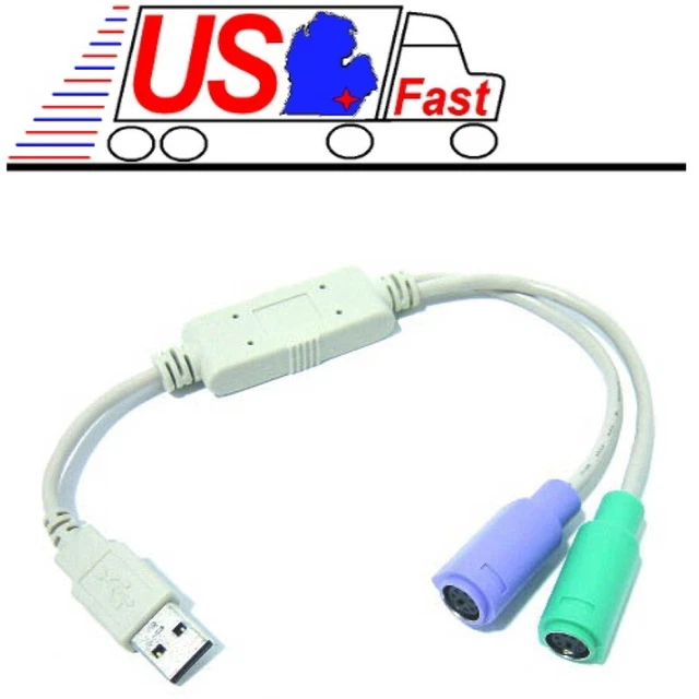 Adaptateur Mini-DIN 6 Broches Vers USB – Couleur Verte – Marque Uxcell – Neuf