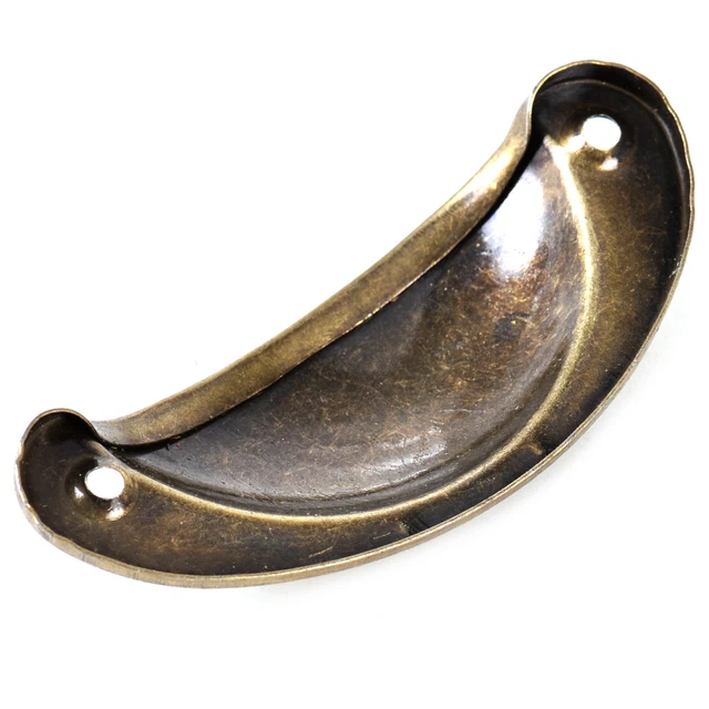 10x Antique Drawer Pull Handles Kitchen Cupboard Door Half Moon Shell Bronze 2