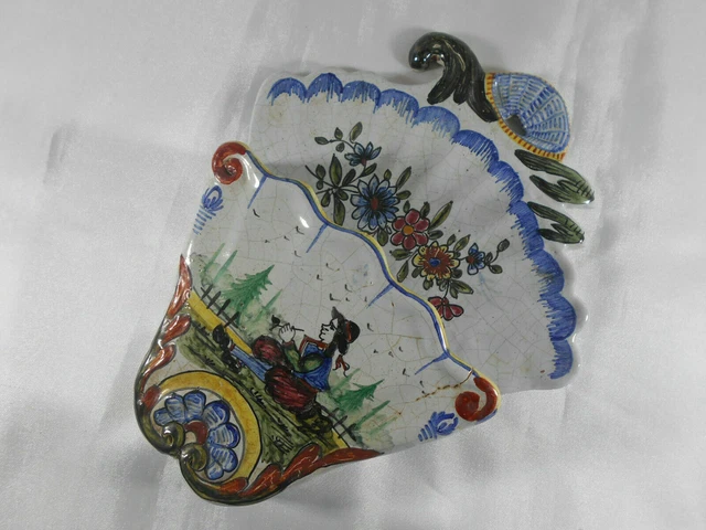 Ancien vase pique fleurs Moustiers céramique peinte made in France