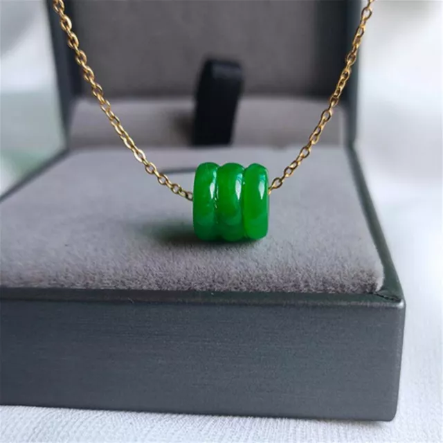 Natural green jade Gemstone Chalcedony 18k Gold chain necklace women Fashion