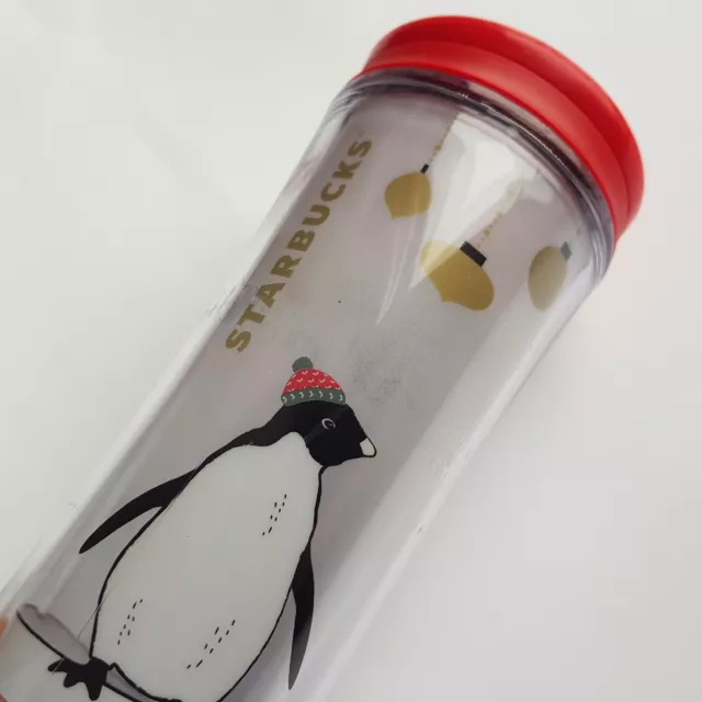 Starbucks Penguin Tumbler 2011 bottiglia tazza da viaggio Natale inverno 8 once plastica