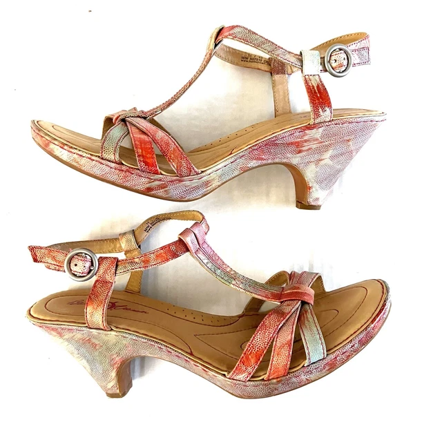 CROWN BY BORN Womens Leather Rainbow Pastel Pink Tone Sandal Shoes