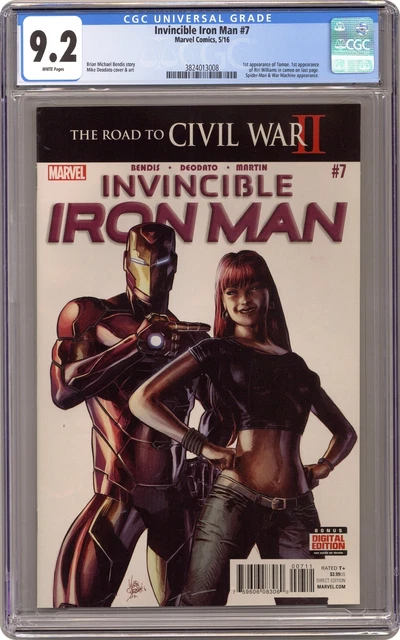 Invincible Iron Man #7A Deodato CGC 9.2 2016 3824013008 1st cameo Riri Williams