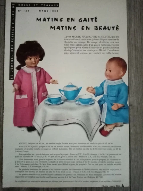 Page De Magazine Modes Et Travaux Mars 1960 Avec Patron Tricot Poupée - Occasion