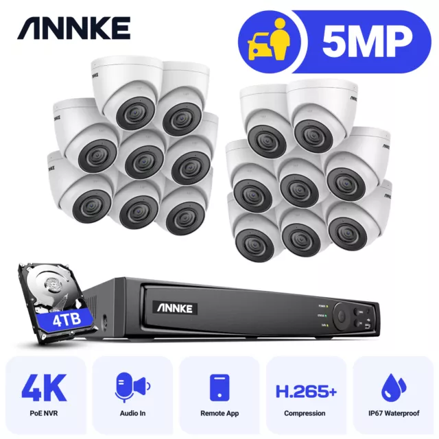 ANNKE POE 5MP IP Caméra Surveillance 16CH 4K 8MP NVR Mouvement Alarme Email IP67